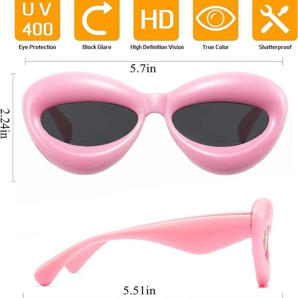 Fashion Inflated Cat-eye Oversized Frame Sexy Lip Candy Glasses Trendy Designer - Picture 6 of 8